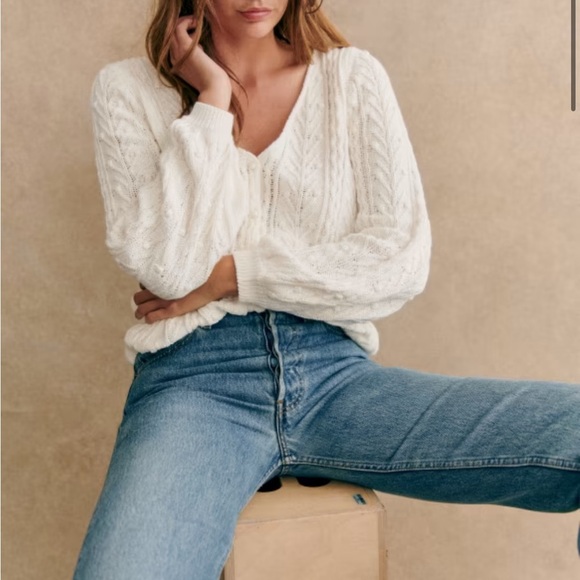 SEZANE BERYL CARDIGAN IN ECRU size S - Picture 3 of 13